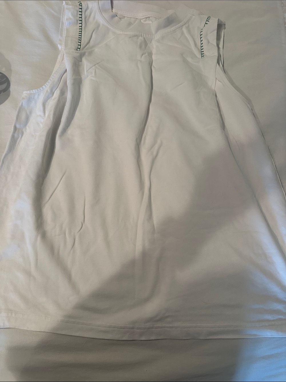 Lululemon Cotton Jersey Stich- Detail Tank White/Raceway Green-Size 8